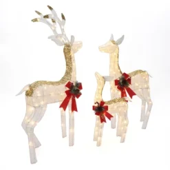 LuxenHome Lighted White & Gold Glitter Deer Family Set, Indoor/Outdoor Christmas Decoration White, Gold, Red, Green 15 LuxenHome Lighted White & Gold Glitter Deer Family Set, Indoor/Outdoor Christmas Decoration White, Gold, Red, Green -National Tree Company Store GUEST 86bfc4ef ab93 400c 90df dd348ed0c286