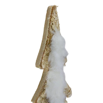 Northlight Wooden Tree With Faux Fur Christmas Decoration - 13.5" - Brown And White 4 Northlight Wooden Tree With Faux Fur Christmas Decoration - 13.5" - Brown And White - Image 4