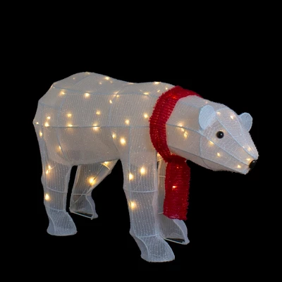 Northlight LED Lighted Tinsel Polar Bear Outdoor Christmas Decoration - 32" - Warm White Lights 2 Northlight LED Lighted Tinsel Polar Bear Outdoor Christmas Decoration - 32" - Warm White Lights - Image 2