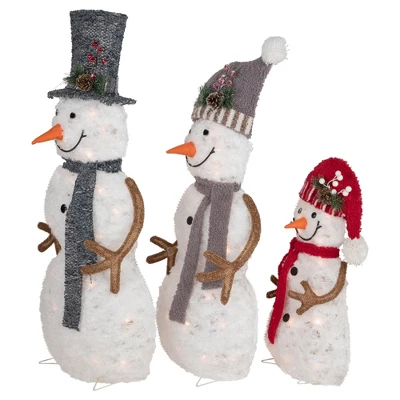 Northlight Lighted Snowman Family Outdoor Christmas Decoration - 39.5" - Warm White - Set Of 3 4 Northlight Lighted Snowman Family Outdoor Christmas Decoration - 39.5" - Warm White - Set Of 3 - Image 4