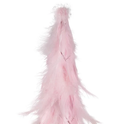 Northlight Glittered Layered Feather Cone Tree Christmas Decoration - 19.5" - Pink 3 Northlight Glittered Layered Feather Cone Tree Christmas Decoration - 19.5" - Pink - Image 3