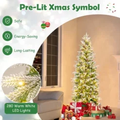 Costway 6/7.5/9 FT Flocked Christmas Tree With 671/913/1310 PE PVC Branch Tips 280/350/470 Warm White LED Lights 16 Costway 6/7.5/9 FT Flocked Christmas Tree With 671/913/1310 PE PVC Branch Tips 280/350/470 Warm White LED Lights -National Tree Company Store GUEST 9d38eee0 a5e8 4b18 b32b 7ae86646162b