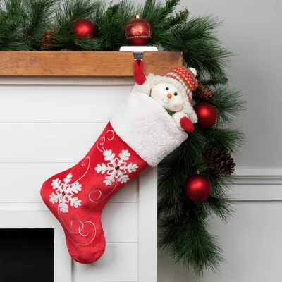 Northlight 20.5-Inch Red And White Velvet With White Snowflake Christmas Stocking 1 Northlight 20.5-Inch Red And White Velvet With White Snowflake Christmas Stocking