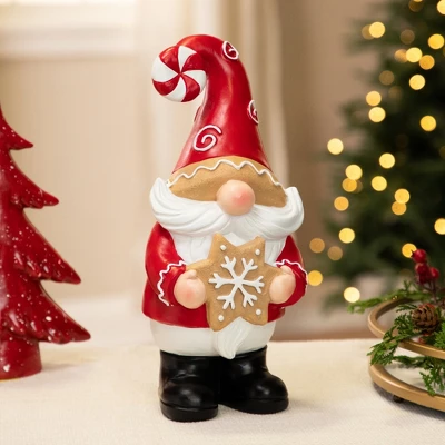 Northlight Gnome Holding Gingerbread Snowflake Cookie Christmas Decoration - 11.5" - Red 1 Northlight Gnome Holding Gingerbread Snowflake Cookie Christmas Decoration - 11.5" - Red