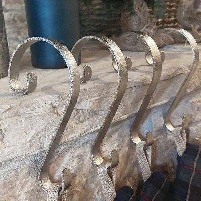 Stocking Scrolls Stocking Holders 4pk Glimmer Silver 2 Stocking Scrolls Stocking Holders 4pk Glimmer Silver - Image 2