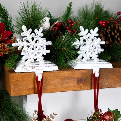Northlight Double Snowflake Christmas Stocking Holders - 4.75" - Silver - Set Of 2 2 Northlight Double Snowflake Christmas Stocking Holders - 4.75" - Silver - Set Of 2 - Image 2