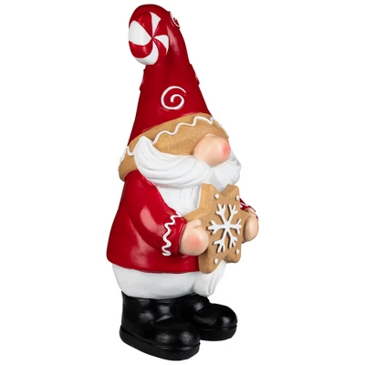 Northlight Gnome Holding Gingerbread Snowflake Cookie Christmas Decoration - 11.5" - Red 2 Northlight Gnome Holding Gingerbread Snowflake Cookie Christmas Decoration - 11.5" - Red - Image 2