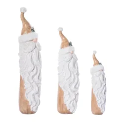Transpac Set Of 3 Resin Santa Statuettes - Festive Christmas Decorative Objects For Holiday Cheer