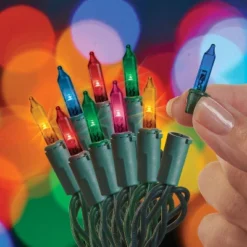 100ct LED Sylvania Stay-lit Incandescent Look Indoor/Outdoor Miniature String Lights Multi-Colored With Green Wire