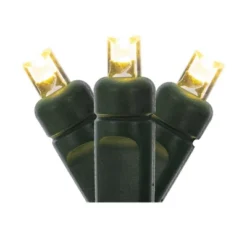 Vickerman 50 Warm White Wide Angle LED Light On Green Wire, 34' Christmas Single Mold Light Strand