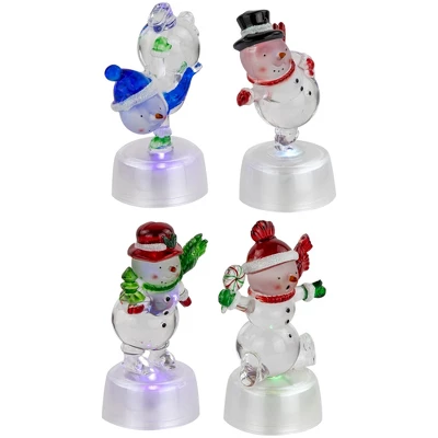 Northlight LED Lighted Color Changing Snowmen Acrylic Christmas Decorations - 4.25" - Set Of 4 2 Northlight LED Lighted Color Changing Snowmen Acrylic Christmas Decorations - 4.25" - Set Of 4 - Image 2