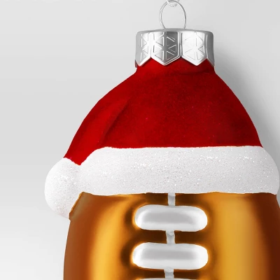 Christmas Glass Football With Santa Hat Ornament - Wondershop™ 2 Christmas Glass Football With Santa Hat Ornament - Wondershop™ - Image 2