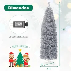 Costway 7 FT Pre-Lit Christmas Tree Hinged Slim Pencil W/ 350 LED Lights 670 Branch Tips 11 Costway 7 FT Pre-Lit Christmas Tree Hinged Slim Pencil W/ 350 LED Lights 670 Branch Tips -National Tree Company Store GUEST a47d6ded 2694 40f1 9e17 5083f66336d6