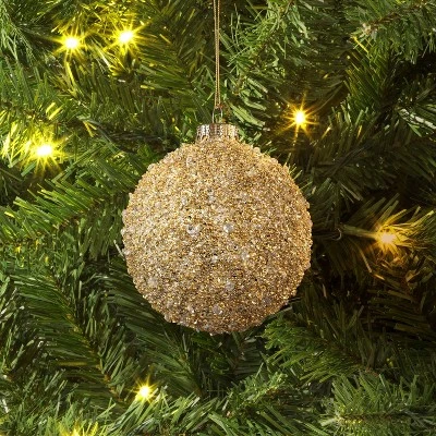 Christmas Gold Glass Beaded Ball Ornament - Wondershop™ 1 Christmas Gold Glass Beaded Ball Ornament - Wondershop™