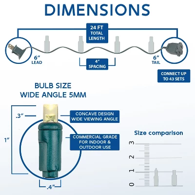 Novelty Lights LED Christmas String Lights 70 Mini Bulbs (Green Wire, 24 Feet) 1 Novelty Lights LED Christmas String Lights 70 Mini Bulbs (Green Wire, 24 Feet)
