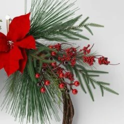 22" Christmas Unlit Asymmetrical Red Poinsettia Wreath - Wondershop™ -National Tree Company Store GUEST a9446493 6884 4d05 a331 bb104997dbd8