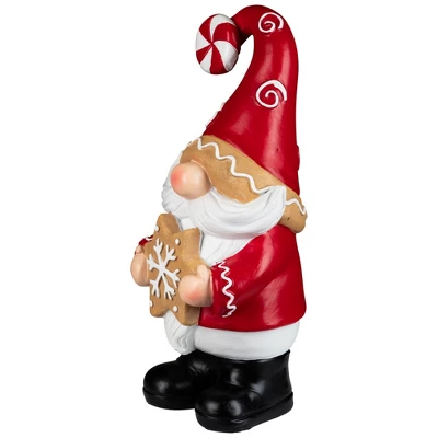 Northlight Gnome Holding Gingerbread Snowflake Cookie Christmas Decoration - 11.5" - Red 3 Northlight Gnome Holding Gingerbread Snowflake Cookie Christmas Decoration - 11.5" - Red - Image 3