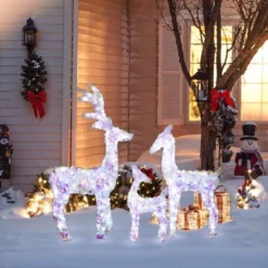 LuxenHome 3-Piece Multi-Color Snowflake Deer Family Outdoor Holiday Decoration With 340 Lights White, Multi -National Tree Company Store GUEST aa43959f afed 4493 8b74 e19378d1eb26