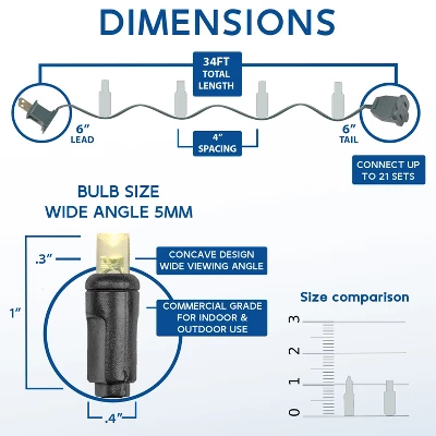 Novelty Lights 34 Feet Long, 100 Mini Black Wire Christmas Lights, End To End Connectable, UL Listed For Indoor/Outdoor Use 1 Novelty Lights 34 Feet Long, 100 Mini Black Wire Christmas Lights, End To End Connectable, UL Listed For Indoor/Outdoor Use