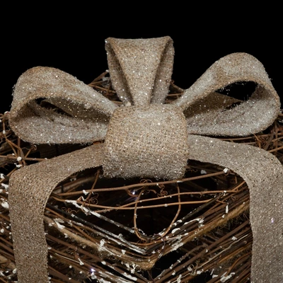 Northlight Lighted Rattan Gift Boxes With Burlap Bows Christmas Decorations - 9" - Set Of 3 4 Northlight Lighted Rattan Gift Boxes With Burlap Bows Christmas Decorations - 9" - Set Of 3 - Image 4