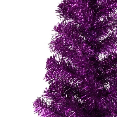 Northlight 4' Purple Artificial Tinsel Christmas Tree, Unlit 2 Northlight 4' Purple Artificial Tinsel Christmas Tree, Unlit - Image 2