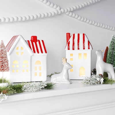 5.25" Christmas Lit White Ceramic House - Wondershop™ 1 5.25" Christmas Lit White Ceramic House - Wondershop™