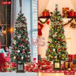 6FT Potted Christmas Tree With 140 Warm LED Lights – Artificial Outdoor Decor For Front Door, Porch, Includes Light Box, Pencil Tree 11 6FT Potted Christmas Tree With 140 Warm LED Lights – Artificial Outdoor Decor For Front Door, Porch, Includes Light Box, Pencil Tree -National Tree Company Store GUEST aea595d6 212a 4fc6 956a 5d9b4cc9ceaf