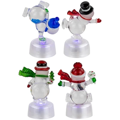 Northlight LED Lighted Color Changing Snowmen Acrylic Christmas Decorations - 4.25" - Set Of 4 3 Northlight LED Lighted Color Changing Snowmen Acrylic Christmas Decorations - 4.25" - Set Of 4 - Image 3