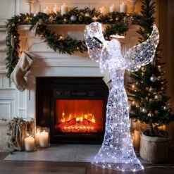 LuxenHome 5Ft Angel Playing Trumpet Outdoor Holiday Decoration With Lights White 13 LuxenHome 5Ft Angel Playing Trumpet Outdoor Holiday Decoration With Lights White -National Tree Company Store GUEST af3803c2 0288 47cc b6d8 5096d7f72565