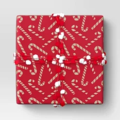 30” 20 Sq Ft Christmas Roll Wrap Scattered Candy Canes - Wondershop™