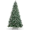 4.5/6/7.5/9ft Pre-Lit Artificial Christmas Tree With Pinecones, Warm White Lights, Hinged Branches, PVC Fir Tips, Easy Assembly