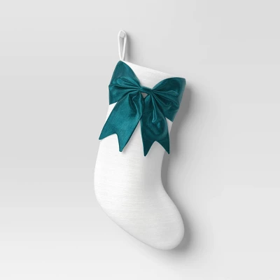21" White Stocking With 3D Bow Decor - Wondershop™ 5 21" White Stocking With 3D Bow Decor - Wondershop™ - Image 5