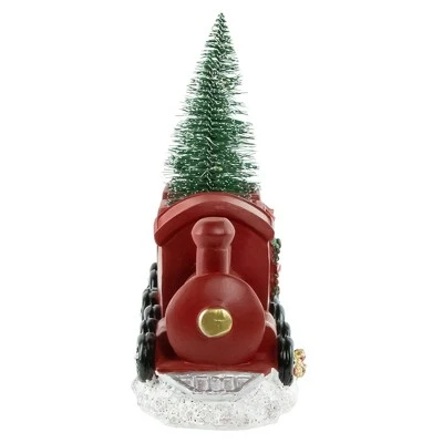 Northlight LED Lighted Frosted Trees In Train Christmas Decoration - 12" - Red And Gold 4 Northlight LED Lighted Frosted Trees In Train Christmas Decoration - 12" - Red And Gold - Image 4