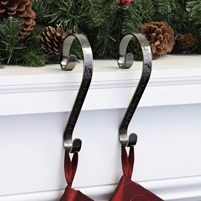 Haute Decor 2ct Bronze Stocking Scrolls Christmas Stocking Holder: Mantel Grip, Swivel Design, Holds 10lbs 2 Haute Decor 2ct Bronze Stocking Scrolls Christmas Stocking Holder: Mantel Grip, Swivel Design, Holds 10lbs - Image 2