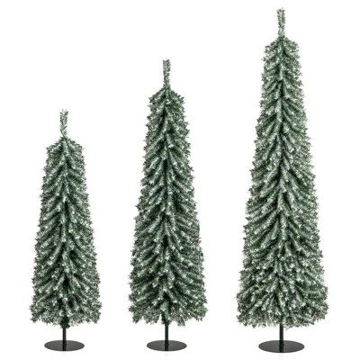 Costway 4' 5' 6' Artificial Christmas Tree Set Of 3 With Realistic Accumulated Snow 9 Costway 4' 5' 6' Artificial Christmas Tree Set Of 3 With Realistic Accumulated Snow - Image 9