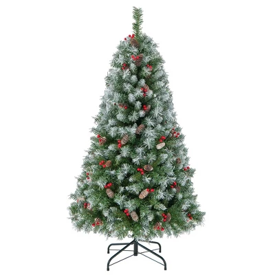 Costway 5FT/6.5FT/7.5FT Artificial Christmas Tree Hinged With 200/420/560/650 Warm LED Lights & 126/207/267/309 Red Berries 9 Costway 5FT/6.5FT/7.5FT Artificial Christmas Tree Hinged With 200/420/560/650 Warm LED Lights & 126/207/267/309 Red Berries - Image 9