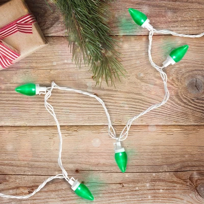 Northlight 25 Count Green LED C7 Christmas Lights, 16 Ft White Wire 1 Northlight 25 Count Green LED C7 Christmas Lights, 16 Ft White Wire