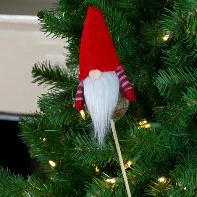 Northlight 11.5" Tiny Gray Faux Fur Santa Gnome With Red Hat And Striped Arms On A Stick Christmas Decoration 1 Northlight 11.5" Tiny Gray Faux Fur Santa Gnome With Red Hat And Striped Arms On A Stick Christmas Decoration