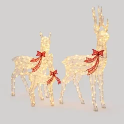 LuxenHome 3-Piece Deer Family Outdoor Holiday Decoration Set With Lights And Timer White, Red 16 LuxenHome 3-Piece Deer Family Outdoor Holiday Decoration Set With Lights And Timer White, Red -National Tree Company Store GUEST b7f73afd 1250 4d36 baee f92a27531745