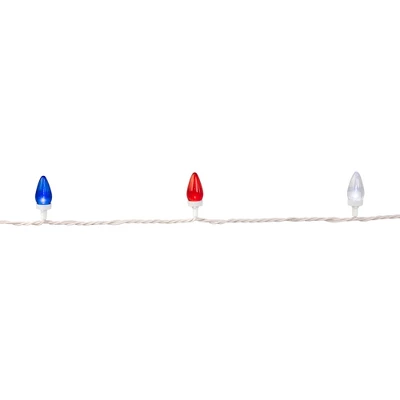 Northlight C7 LED Fourth Of July Lights - Red, Blue And White - 16' White Wire - 50ct 2 Northlight C7 LED Fourth Of July Lights - Red, Blue And White - 16' White Wire - 50ct - Image 2