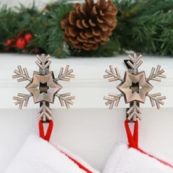 Original MantleClip 2ct Snowflake Bronze Christmas Stocking Holder