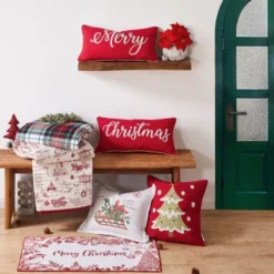 Yuletide Merry Holiday Decorative Pillow Red - Levtex Home -National Tree Company Store GUEST bd4042f4 926d 4856 8950 e6a978262c36