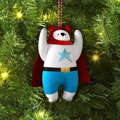 5.25" Christmas Fabric Superhero Ornament Polar Bear - Wondershop™ 1 5.25" Christmas Fabric Superhero Ornament Polar Bear - Wondershop™
