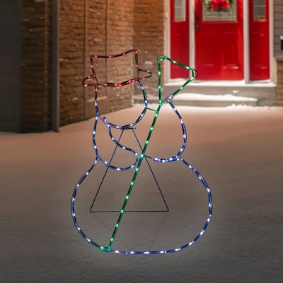 Northlight 28" Lighted Standing Snowman Silhouette Outdoor Christmas Decoration 1 Northlight 28" Lighted Standing Snowman Silhouette Outdoor Christmas Decoration