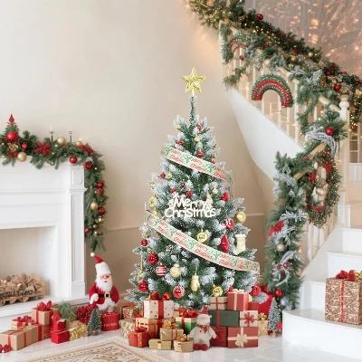 4.5/6/7.5/9ft Pre-Lit Artificial Christmas Tree With Pinecones, Warm White Lights, Hinged Branches, PVC Fir Tips, Easy Assembly 8 4.5/6/7.5/9ft Pre-Lit Artificial Christmas Tree With Pinecones, Warm White Lights, Hinged Branches, PVC Fir Tips, Easy Assembly - Image 8