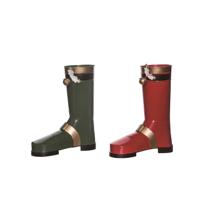 Transpac Metal Santa Boot Decor Set Of 2 Christmas Home Decorations Iron Decorative Objects For Holiday Cheer 1 Transpac Metal Santa Boot Decor Set Of 2 Christmas Home Decorations Iron Decorative Objects For Holiday Cheer
