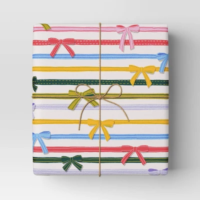 30” 20 Sq Ft Christmas Roll Wrap Bowtie Stripes - Wondershop™ 1 30” 20 Sq Ft Christmas Roll Wrap Bowtie Stripes - Wondershop™