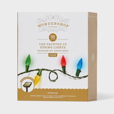 50ct Solar LED Faceted Christmas Indoor Outdoor String Lights With Green Wire - Wondershop™ 4 50ct Solar LED Faceted Christmas Indoor Outdoor String Lights With Green Wire - Wondershop™ - Image 4