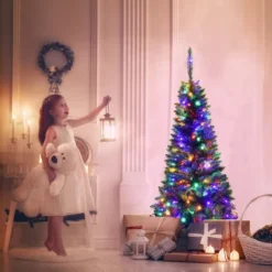 Costway 4.56.57.5ft Pre-Lit Hinged Pencil Christma Multicolor Lights 15 Costway 4.56.57.5ft Pre-Lit Hinged Pencil Christma Multicolor Lights -National Tree Company Store GUEST c44870e3 7f05 4521 b74f 9f666bed9eca