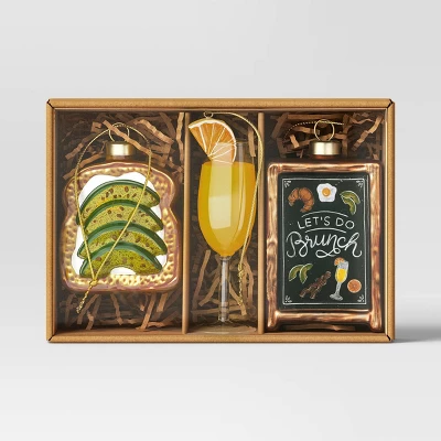 Christmas Gift Ornament Set 3pc Glass Brunch - Wondershop™ 2 Christmas Gift Ornament Set 3pc Glass Brunch - Wondershop™ - Image 2